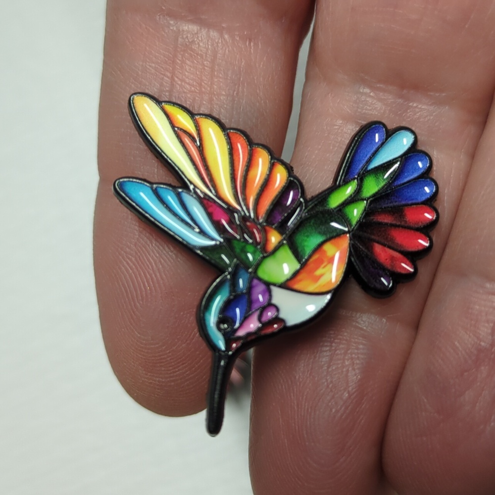💚4/$10💚Colorful Cardinal and Hummingbird Enamel Pins - Picture 2 of 6